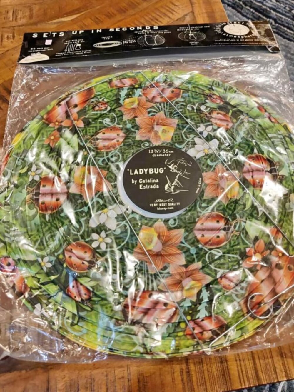 Vintage Blue Q Paper Lantern Ladybug Collector Item